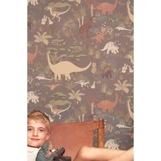 Kép 8/9 - Majvillan Dínós sötétszürke vlies gyerek tapéta Dinosaur Vibes Evening Grey 53 cm X 10 m