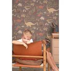 Kép 2/9 - Majvillan Dínós sötétszürke vlies gyerek tapéta Dinosaur Vibes Evening Grey 53 cm X 10 m