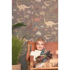 Kép 7/9 - Majvillan Dínós sötétszürke vlies gyerek tapéta Dinosaur Vibes Evening Grey 53 cm X 10 m