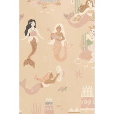 Kép 7/8 - Majvillan Hableányos bézs vlies gyerek tapéta Mermaid Reef Sandy Beige 53 cm X 10 m