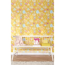 Kép 2/3 - Majvillan Madárkás vidám sárga vlies gyerek tapéta Cherry Valley Yellow 53 cm X 10 m