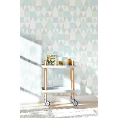 Kép 2/3 - Majvillan Geometrikus modern türkiz vlies tapéta Alice Turquoise 53 cm X 10 m