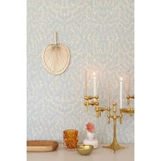 Kép 9/28 - Majvillan Levélmintás kék vlies tapéta French Blond Sea Breeze Blue 53 cm X 10 m