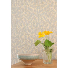 Kép 15/28 - Majvillan Levélmintás kék vlies tapéta French Blond Sea Breeze Blue 53 cm X 10 m