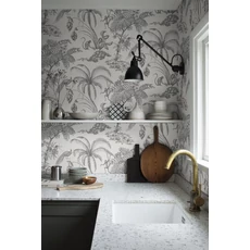 Kép 3/6 - Sandberg Egzotikus dzsungel mintás bézs vlies tapéta Moa Sandstone 53 cm X 10 m