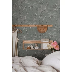 Kép 2/4 - Sandberg Egzotikus dzsungel mintás szürke vlies tapéta Moa Juniper 53 cm X 10 m