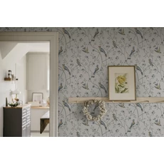 Kép 5/5 - Sandberg Egzotikus madár mintás kék-bézs vlies tapéta Eugen Sandstone 53 cm X 10 m