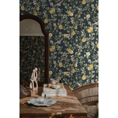 Kép 4/5 - Sandberg Skandináv birsalma mintás sötétkék vlies tapéta Kvitten Midnight Blue 53 cm X 10 m