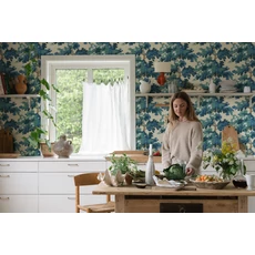 Kép 3/8 - Sandberg Modern fa mintás kék vlies tapéta Raphael Blue 53 cm X 10 m