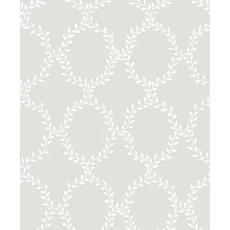 Kép 1/6 - Sandberg Babérkoszorú mintás klasszikus szürke vlies tapéta Wilma Gray 53 cm X 10 m