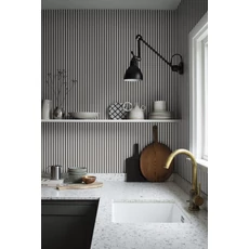 Kép 3/4 - Sandberg Klasszikus keskeny csíkos fekete-fehér vlies tapéta Estelle Graphite 53 cm X 10 m