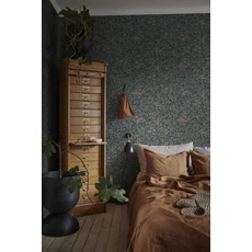 Kép 2/7 - Sandberg Klematisz mintás vintage sötétkék vlies tapéta Linnea Midnight Blue 53 cm X 10 m