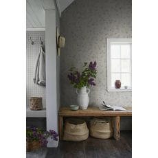 Kép 3/3 - Sandberg Apró virágos romantikus bézs-kék vlies tapéta Henny Sandstone 53 cm X 10 m