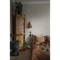 Kép 2/3 - Sandberg Skandináv virágos pöttyös bézs vlies tapéta Maja Clay 53 cm X 10 m