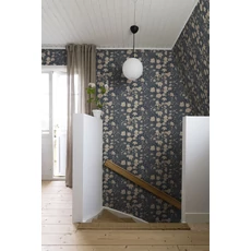 Kép 2/4 - Sandberg Vintage virág mintás kék vlies tapéta Karins bukett Indigo 53 cm X 10 m