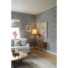 Kép 5/6 - Sandberg Vadvirágos skandináv kék vlies tapéta Till Karin Folklore Blue 53 cm X 10 m