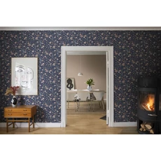 Kép 3/4 - Sandberg Vadvirágos skandináv sötétkék vlies tapéta Till Karin Midnight Blue 53 cm X 10 m