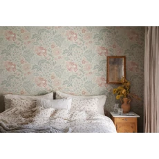 Kép 2/3 - Sandberg Nagy virágos elegáns bézs-piros vlies tapéta Ava Sandstone 53 cm X 10 m