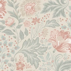 Kép 1/3 - Sandberg Nagy virágos elegáns bézs-piros vlies tapéta Ava Sandstone 53 cm X 10 m