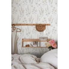 Kép 2/3 - Sandberg Pipacsos skandináv pasztell zöld vlies tapéta Emma Pastel 53 cm X 10 m