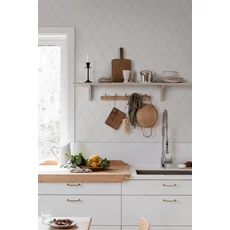 Kép 2/3 - Sandberg Klasszikus rácsos törtfehér vlies tapéta Gabriel Eggshell 53 cm X 10 m