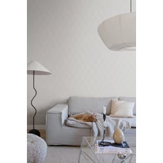 Kép 3/3 - Sandberg Klasszikus rácsos törtfehér vlies tapéta Gabriel Eggshell 53 cm X 10 m