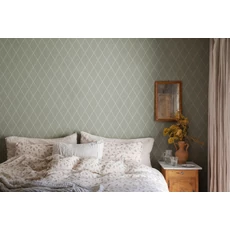 Kép 3/3 - Sandberg Klasszikus rácsos zöld vlies tapéta Gabriel Green 53 cm X 10 m