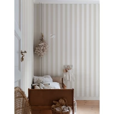 Kép 3/4 - Sandberg Elegáns csíkos bézs vlies tapéta Sam Linen 53 cm X 10 m