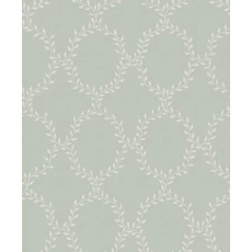 Kép 1/3 - Sandberg Babérkoszorú mintás klasszikus zöld vlies tapéta Wilma Sage Green 53 cm X 10 m