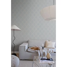 Kép 2/3 - Sandberg Babérkoszorú mintás klasszikus kék vlies tapéta Wilma Misty Blue 53 cm X 10 m