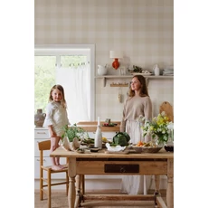 Kép 3/5 - Sandberg Cottage stílusú kockás bézs vlies tapéta Lykke Oat 53 cm X 10 m