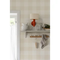 Kép 4/5 - Sandberg Cottage stílusú kockás bézs vlies tapéta Lykke Oat 53 cm X 10 m