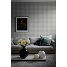 Kép 6/6 - Sandberg Cottage stílusú kockás kék vlies tapéta Lykke Misty Blue 53 cm X 10 m