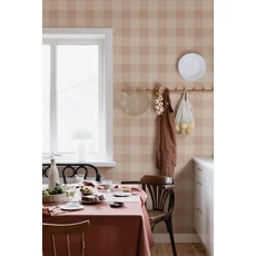 Kép 2/3 - Sandberg Cottage stílusú kockás terrakotta vlies tapéta Lykke Mineral Terracotta 53 cm X 10 m