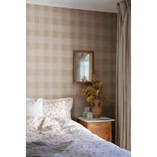 Kép 3/3 - Sandberg Cottage stílusú kockás terrakotta vlies tapéta Lykke Mineral Terracotta 53 cm X 10 m