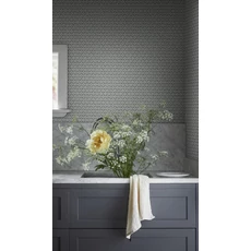 Kép 3/3 - Sandberg Geometriai mintás retro kék vlies tapéta Hugo Misty Blue 53 cm X 10 m