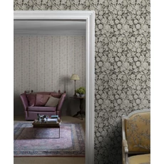 Kép 5/5 - Sandberg 3D hatású virágos fekete vlies tapéta Valentin Charcoal 53 cm X 10 m