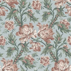 Kép 1/2 - Sandberg Reneszánsz virágos kék vlies tapéta Amelia Sky Blue 53 cm X 10 m