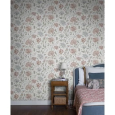 Kép 2/3 - Sandberg Elegáns virág mintás bézs-piros vlies tapéta Annabelle Terracotta 53 cm X 10 m