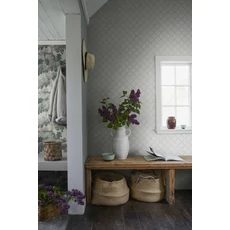 Kép 2/4 - Sandberg Klasszikus rácsmintás zöld vlies tapéta Trellis Garden Green 53 cm X 10 m