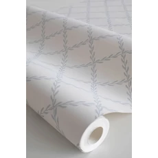 Kép 4/4 - Sandberg Klasszikus rácsmintás kék vlies tapéta Trellis Misty Blue 53 cm X 10 m