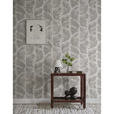 Kép 2/3 - Sandberg Elegáns tollas fekete-fehér vlies tapéta Grace Graphite 53 cm X 10 m