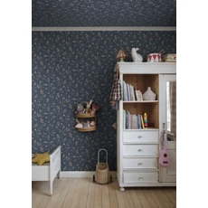 Kép 3/3 - Sandberg Romantikus virágindás kék vlies tapéta Sanna Classic Blue 53 cm X 10 m