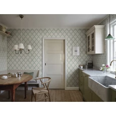 Kép 2/4 - Sandberg Babérkoszorú mintás klasszikus zöld vlies tapéta Wilma Green 53 cm X 10 m