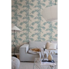 Kép 3/3 - Sandberg Bambusz mintás kék vlies tapéta Leon Misty Blue 53 cm X 10 m