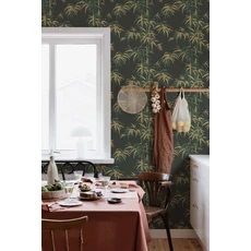 Kép 5/5 - Sandberg Bambusz mintás fekete vlies tapéta Leon Charcoal 53 cm X 10 m