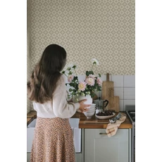 Kép 2/4 - Sandberg Klasszikus rácsos zöld vlies tapéta Edvin Green 53 cm X 10 m