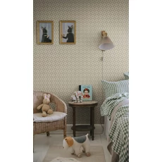 Kép 3/4 - Sandberg Klasszikus rácsos zöld vlies tapéta Edvin Green 53 cm X 10 m