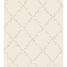 Kép 1/3 - Sandberg Virágos rácsos klasszikus bézs vlies tapéta Ewa Sandstone 53 cm X 10 m