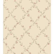 Kép 1/3 - Sandberg Virágos rácsos klasszikus rózsaszín vlies tapéta Ewa Dusty Pink 53 cm X 10 m